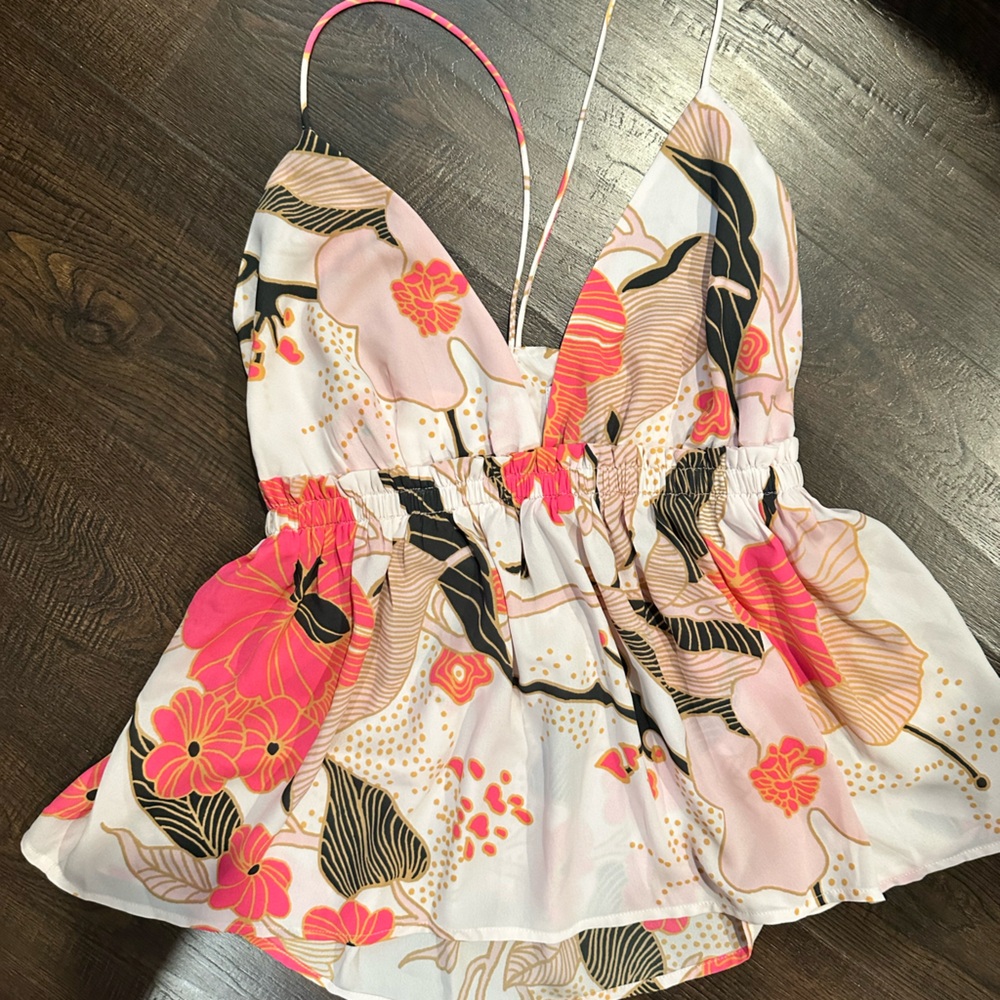 Express Pink and Black Patterned Top
